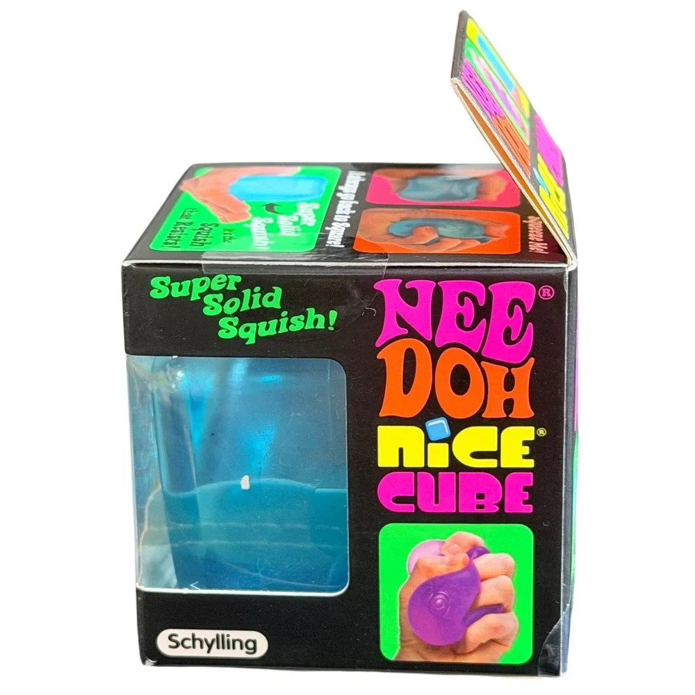 Schylling NeeDoh Nice Cube Blue Fidget Toy Squishy Stress Ball Solid Squish New
